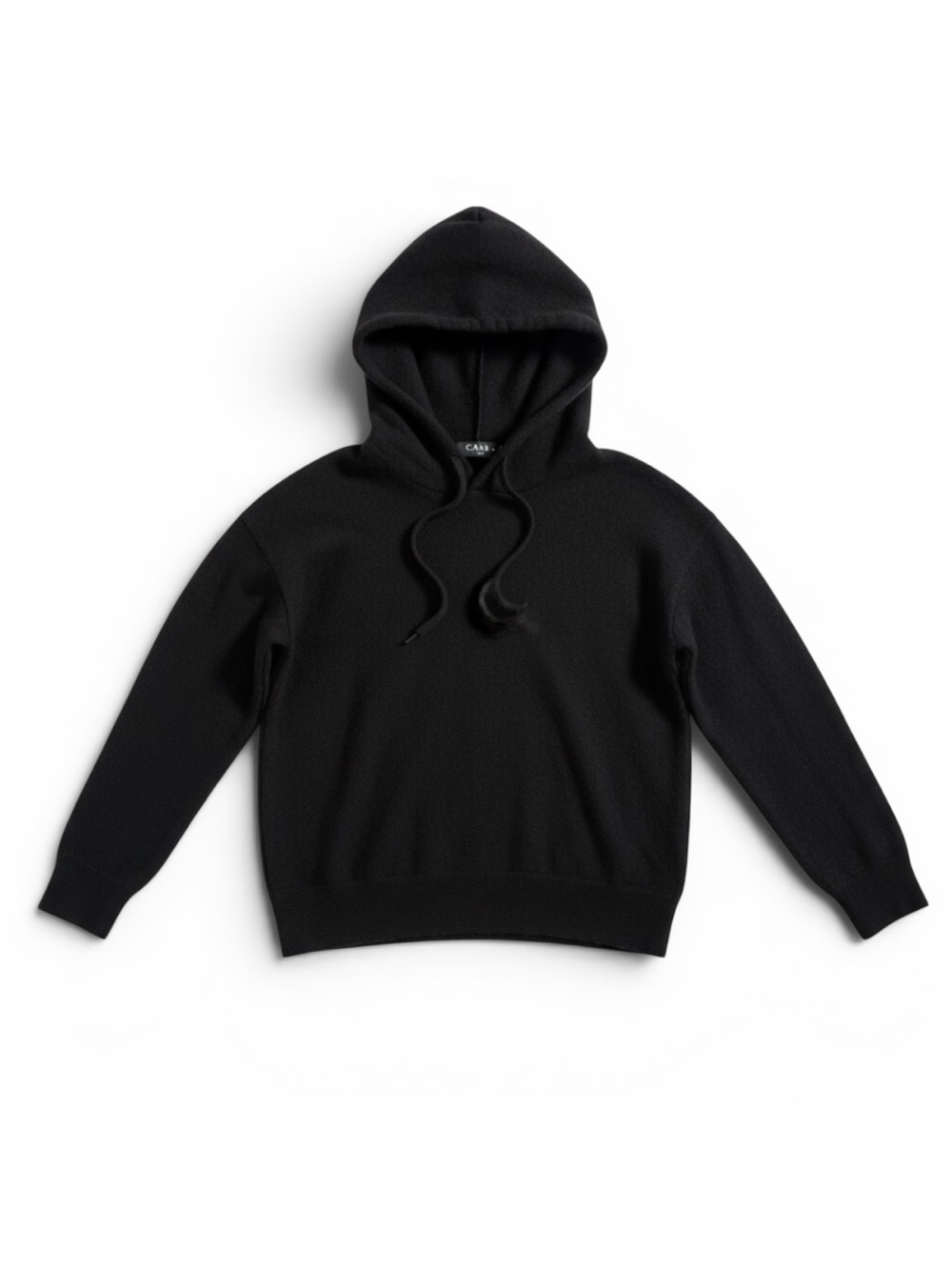 CAARA Cashmere Cropped Hoodie Quiet Luxury Minimalist Pullover Lounge Black S